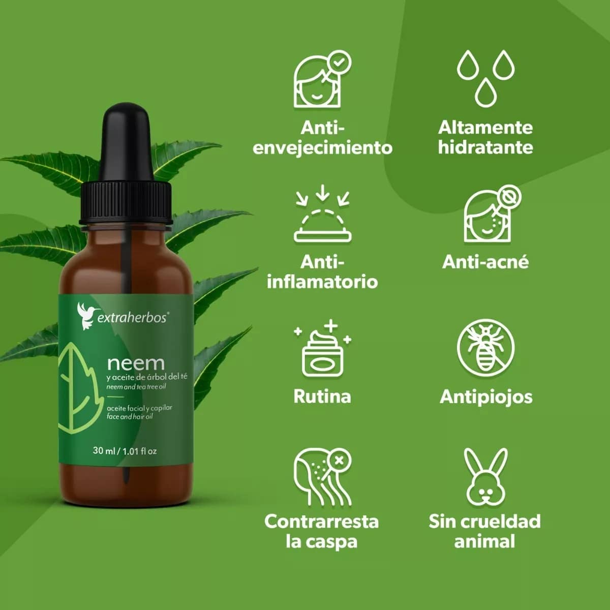 Aceite facial y capilar 100 % puro de Neem - Image 3