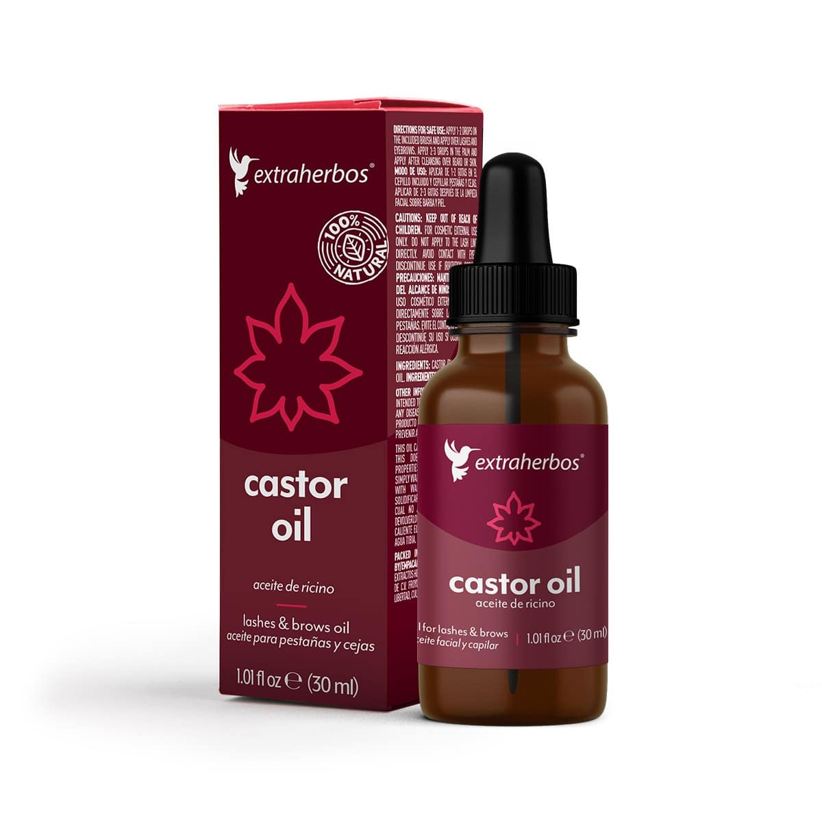 Aceite de Ricino Puro Orgánico 100% Natural, Incluye 2 Cepillos Aplicadores