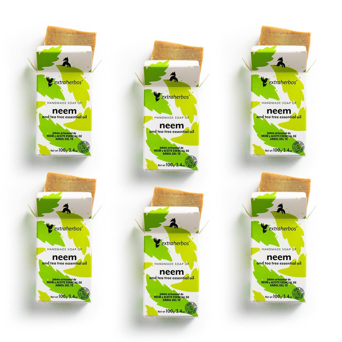 Pack 24 Jabones de Neem y Aceite de Árbol del Té